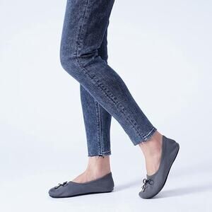 1920c SANGEESON Womens Ballet Flats Round Toe Slipon Comfort Dress Shoe, Grey, 8